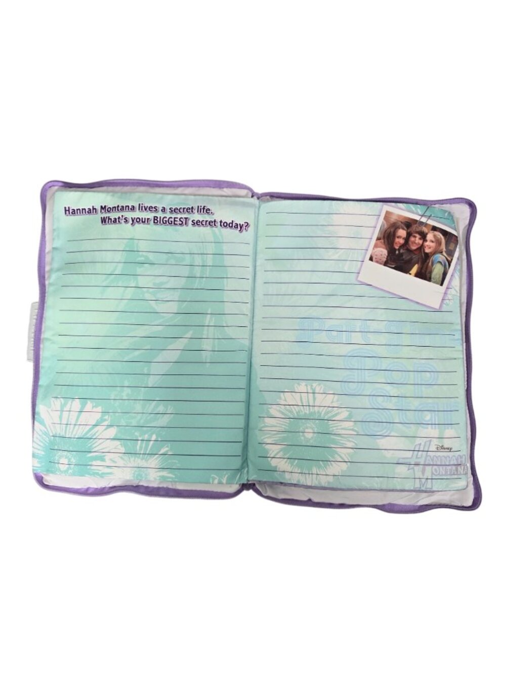 Hannah Montana My Secret Pillow With Lock & Key 2008 Senario Purple Diary - Picture 11 of 15